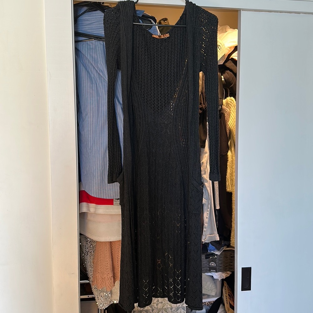 Long Charcoal Knit Sweater